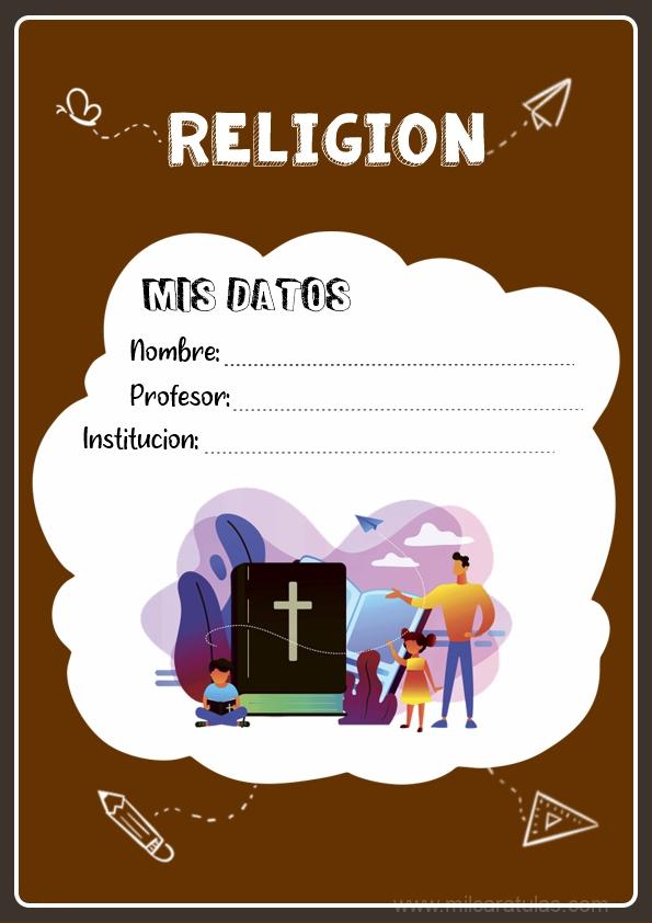 caratula para cuadernos de religión