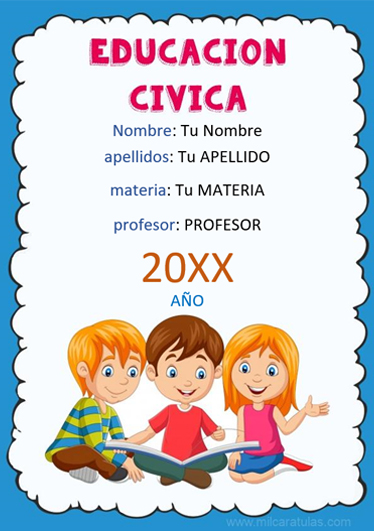 Caratula y Portada de Educación Cívica en Word 4 - Caratulas para Cuadernos