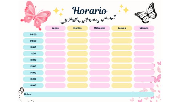 Horarios de Mariposas