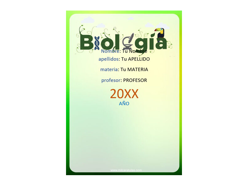 Caratula y Portada de Biología en Word 8